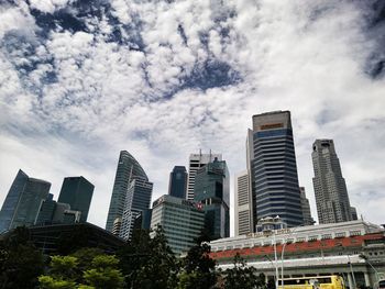 Low angle view of skyscrapers against sky