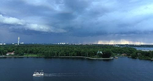Scenic view of factory against sky