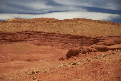 Scenic view of desert against sky atlas mountain morocco