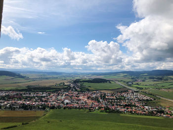 High angle view of townscape against sky