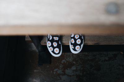 High angle view of shoes on table