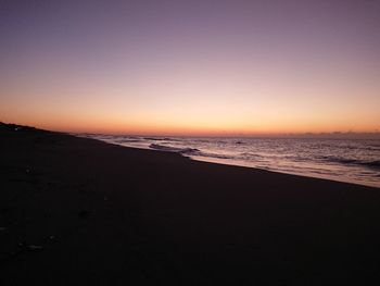 View of beach at sunset