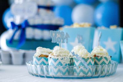 Close-up of cupcakes on table