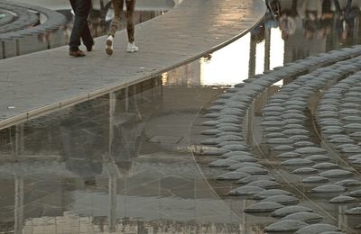Reflection of woman in water