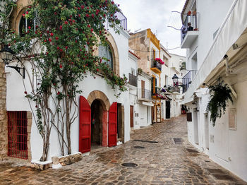 Narrow alley amidst buildings in city