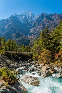 Scenic view of mountains against clear sky