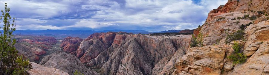 Panoramic view of landscape against cloudy sky