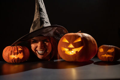 Jack o lantern on table