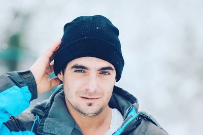 Portrait of young man during winter