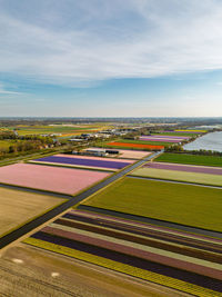 High angle view of cityscape against sky