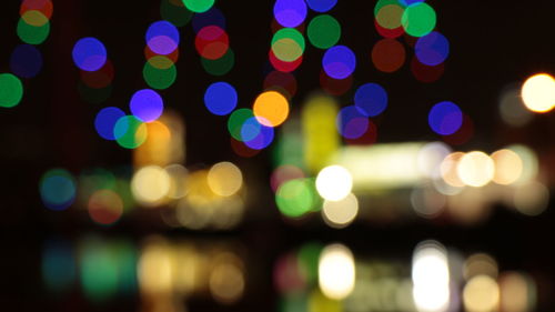 Defocused image of illuminated lights at night