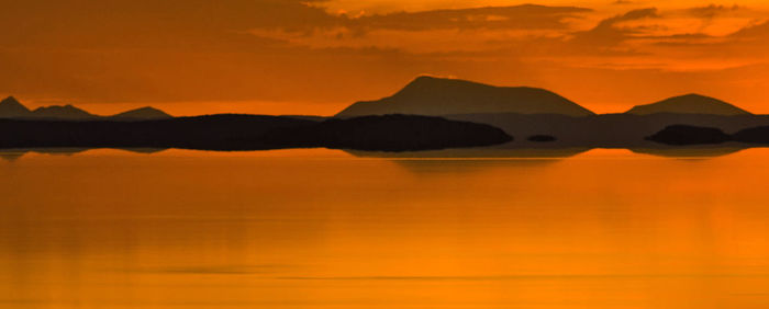 Scenic view of lake during sunset