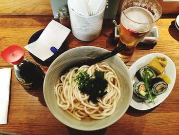 Close-up of served food on table