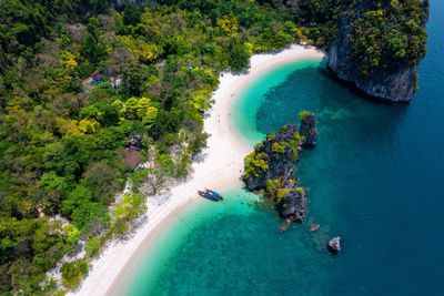 High angle view of beach