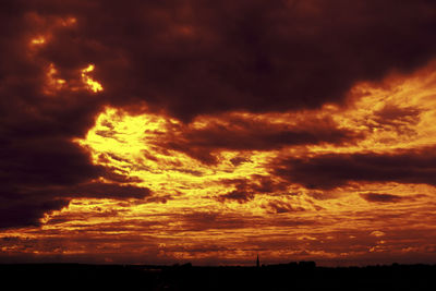 Scenic view of dramatic sky during sunset