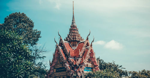 Low angle view of traditional building against sky