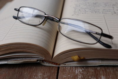 Close-up of books on table