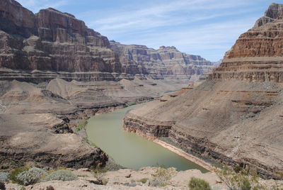 Panoramic view of rock formations against sky