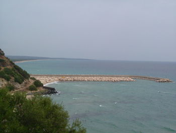 Scenic view of sea against clear sky