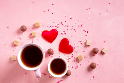 Directly above shot of coffee cup on table