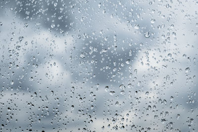 Full frame shot of water drops on window
