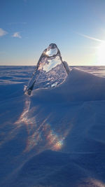 Aerial view of frozen sea against sky