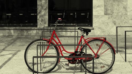 Parked leaning on wall