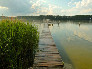 View of pier on lake