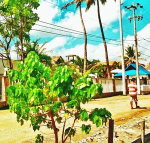 Panoramic view of landscape against blue sky