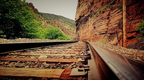 View of railway tracks on mountain