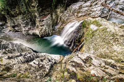 Scenic view of waterfall in forest