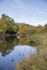 Scenic view of lake against sky