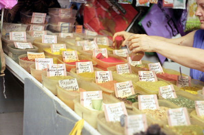 Close-up of human hand for sale in market