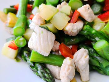 Close-up of chopped vegetables in plate