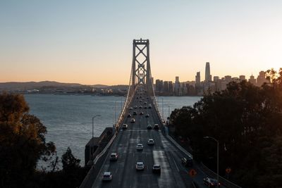 High angle view of bridge over road against sky