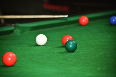 Close-up of multi colored ball on table