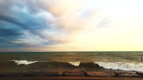 View of sea against cloudy sky