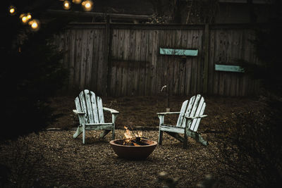 Chair on floor at night