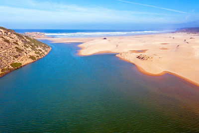 Aerial from carrapateira beach in portugal