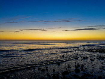 Scenic view of sea against sky at sunset