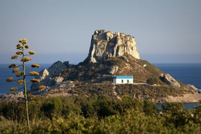 Scenic view of sea against clear sky