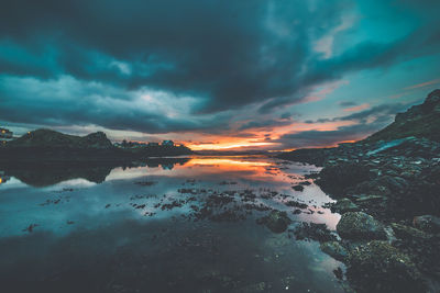Scenic view of sea against sky during sunset