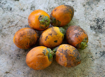 High angle view of oranges