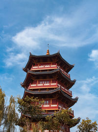 Low angle view of temple against sky