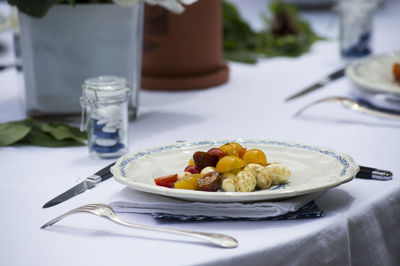 Food served on table