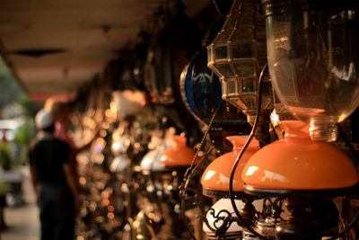Close-up of lanterns for sale