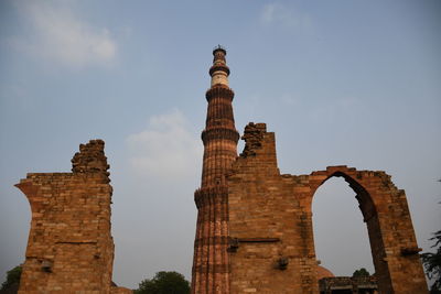 Low angle view of old building against sky