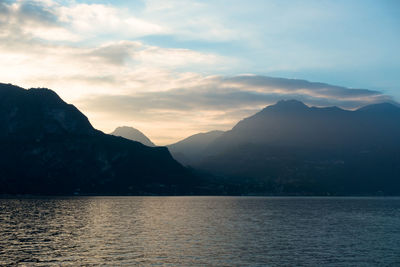 Scenic view of sea and mountains