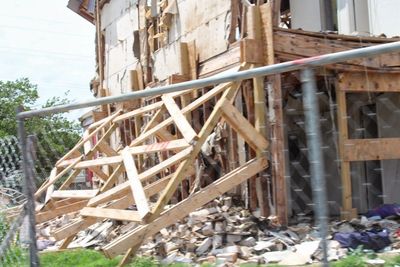 Low angle view of abandoned building under construction