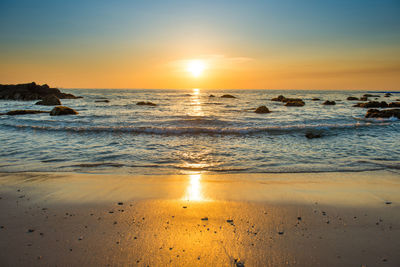 Scenic view of sea against sky during sunset